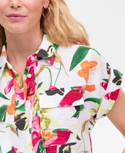 Inc International Concepts Women's Printed Pocket-front Short-sleeve Top, Macy's Exclusive In Multi