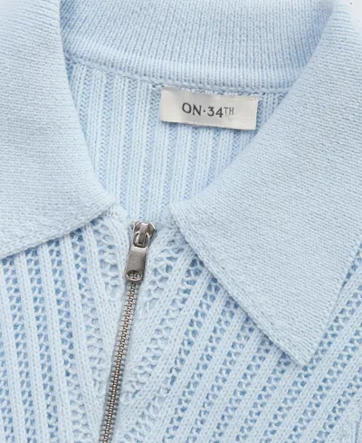 On 34th Women's Pointelle Zip Cardigan Sweater, Macy's Exclusive In Blue