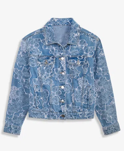 On 34th Women's Denim Jacquard Trucker Jacket, Macy's Exclusive In Blue