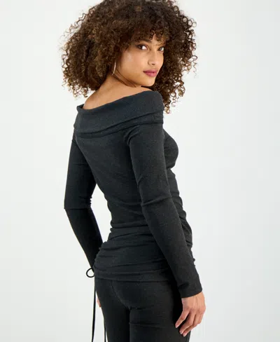 Inc International Concepts Petite Off-the-shoulder Long-sleeve Top, Macy's Exclusive In Black