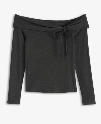 Inc International Concepts Petite Off-the-shoulder Long-sleeve Top, Macy's Exclusive In Black