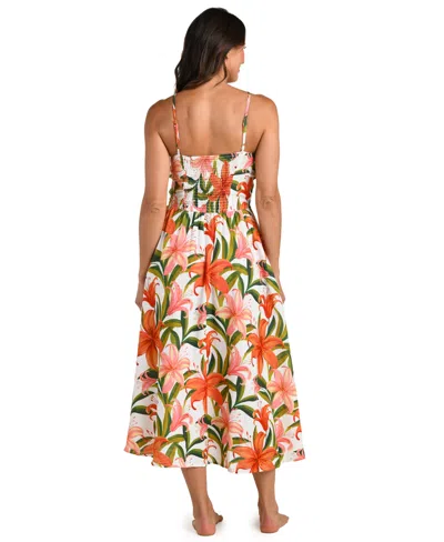 La Blanca Jungle Blossoms Lace Up Dress Swim Cover-up In Multi