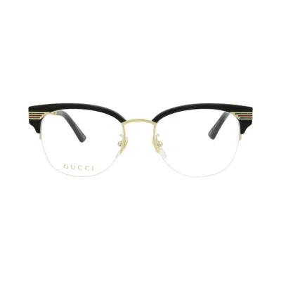 Pre-owned Gucci Round-frame Acetate Optical Frames 'black Gold Transparent' | Women's Size Onesize