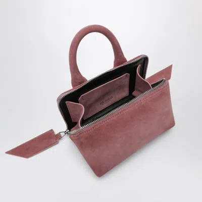 Attico Mini Friday Suede Top Handle Bag In Pink