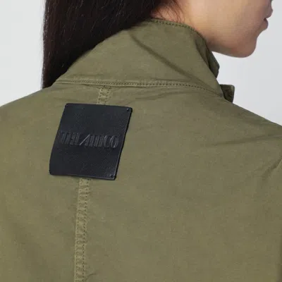 Attico Green Jacket With High Neck And Logo Patch On The Rear In Cotton Woman In Green