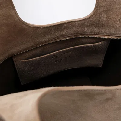 Attico Tobacco-coloured Suede La Scoop Medium Bag In Brown