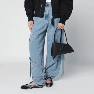 Attico Double Zipper Shoulder Bag In Black