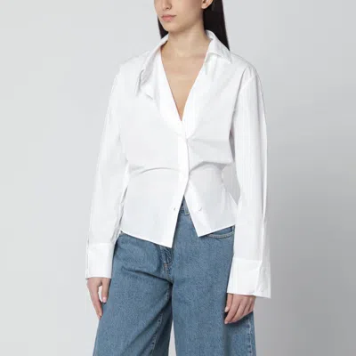 Attico White Asymmetric Cotton Shirt In White