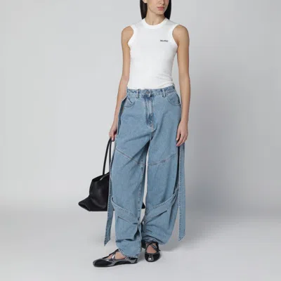 Attico White Tank Top With Shaped Hem In White