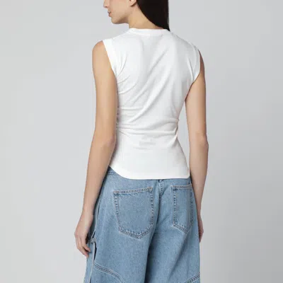 Attico White Tank Top With Shaped Hem In White