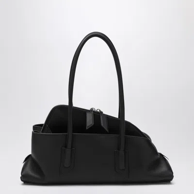 Attico Calf Leather Asymmetric La Passeggiata Tote Bag In Black