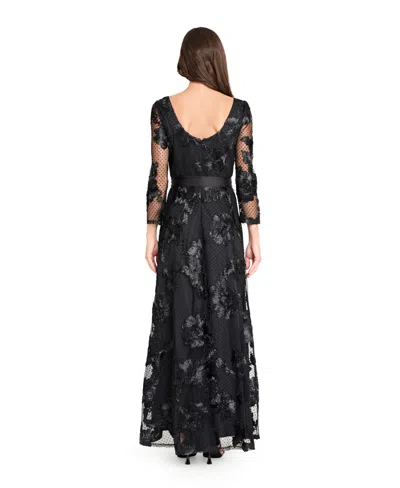 Tahari Asl Women's Embroidered Maxi Gown In Black