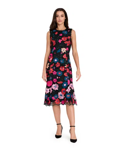 Tahari Asl Women's Sleeveless Embroidered Short Mermaid Dress In Multi