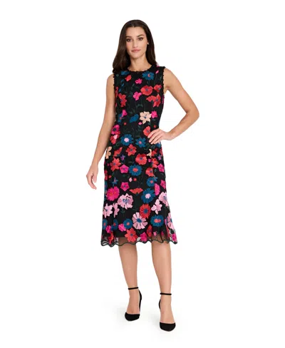 Tahari Asl Women's Sleeveless Embroidered Short Mermaid Dress In Multi