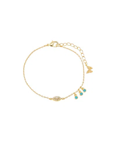 By Adina Eden Evil Eye X Dangling Turquoise Bezel Bracelet In Gold