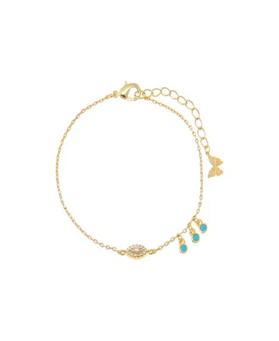 By Adina Eden Evil Eye X Dangling Turquoise Bezel Bracelet In Gold