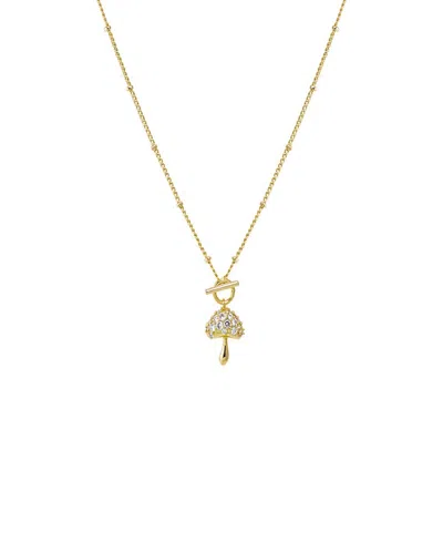 By Adina Eden Cubic Zirconia Mushroom Toggle Pendant Necklace In Gold