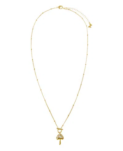 By Adina Eden Cubic Zirconia Mushroom Toggle Pendant Necklace In Gold