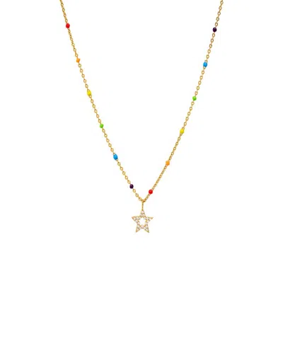 By Adina Eden Pave Star Multi Color Gold Plated Beaded Necklace In Gold