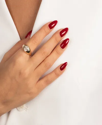 By Adina Eden Cubic Zirconia Gold Plated Oval Bezel Signet Ring In Gold