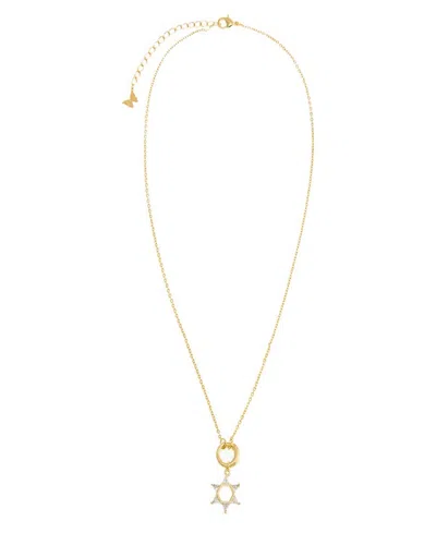 By Adina Eden Cubic Zirconia Triangle Star Of David Toggle Necklace In Gold