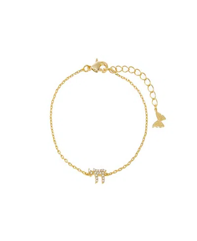 By Adina Eden Mini Pave Gold Plated Chain Charm Bracelet In Gold
