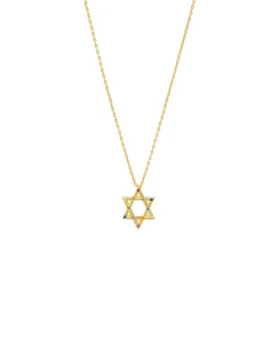 By Adina Eden Multi Colored Star Of David Pendant Necklace In Gold