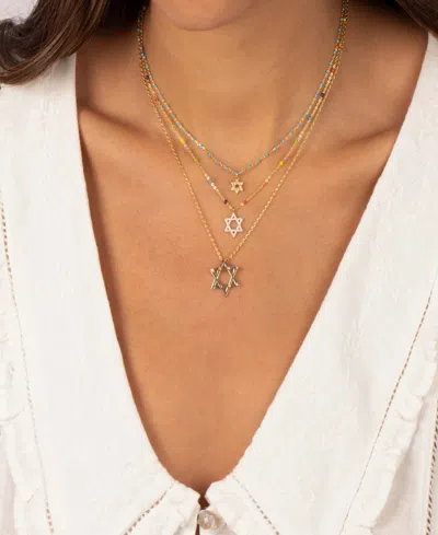 By Adina Eden Multi Colored Star Of David Pendant Necklace In Gold