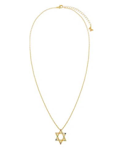 By Adina Eden Multi Colored Star Of David Pendant Necklace In Gold