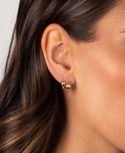 By Adina Eden Solid Snake Gold Plated Huggie Earring Combo Set In Gold