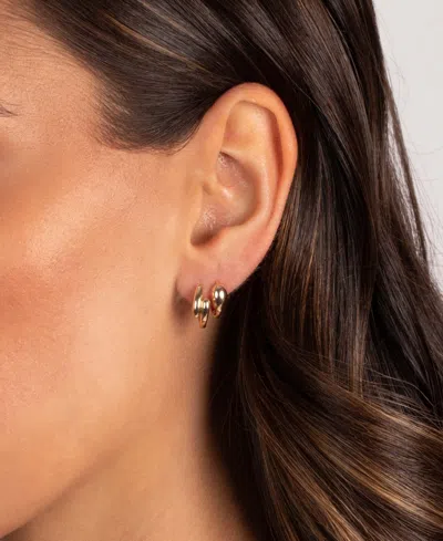 By Adina Eden Solid Snake Gold Plated Huggie Earring Combo Set In Gold