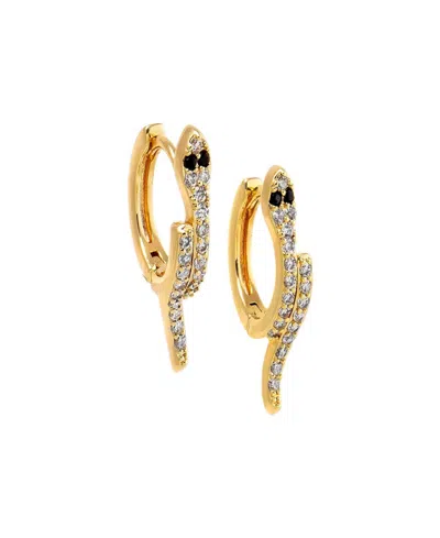 By Adina Eden Colored Gold Plated Eye Snake Huggie Earrings In Gold