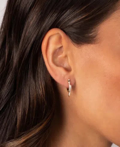 By Adina Eden Colored Gold Plated Eye Snake Huggie Earrings In Gold