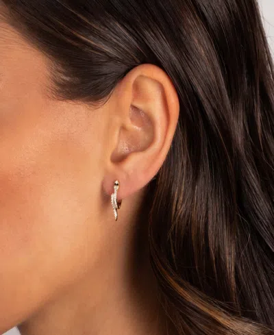 By Adina Eden Colored Gold Plated Eye Snake Huggie Earrings In Gold