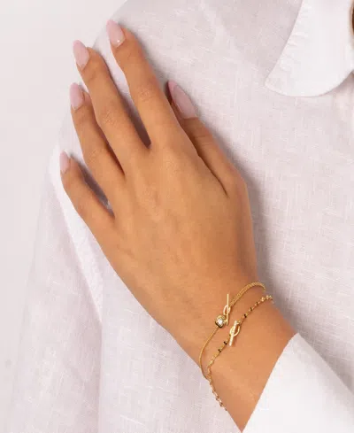 By Adina Eden Square Solitaire Gold Plated Stone Toggle Bracelet In Gold