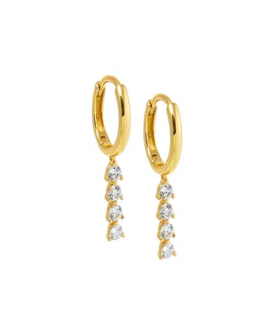 By Adina Eden Mini Cubic Zirconia Gold Plated Tennis Drop Huggie Earrings In Gold