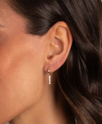 By Adina Eden Mini Cubic Zirconia Gold Plated Tennis Drop Huggie Earrings In Gold