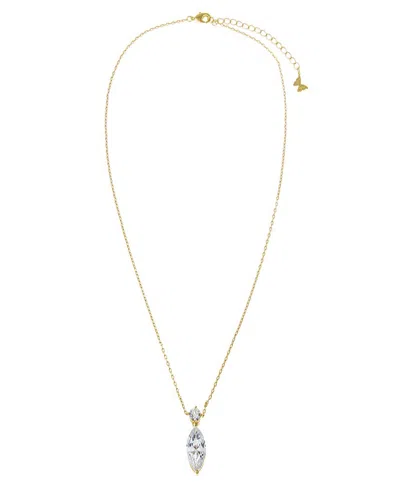 By Adina Eden Fancy Solitare Marquise Pendant Necklace In Gold