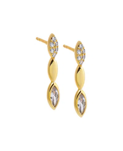 By Adina Eden Cubic Zirconia Gold Plated Pave Marquise Stone Drop Stud Earrings In Gold