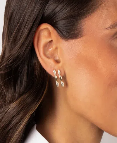 By Adina Eden Cubic Zirconia Gold Plated Pave Marquise Stone Drop Stud Earrings In Gold