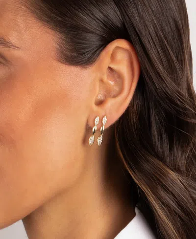 By Adina Eden Cubic Zirconia Gold Plated Pave Marquise Stone Drop Stud Earrings In Gold