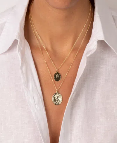 By Adina Eden Lira Gold Plated Coin Pendant Necklace In Gold