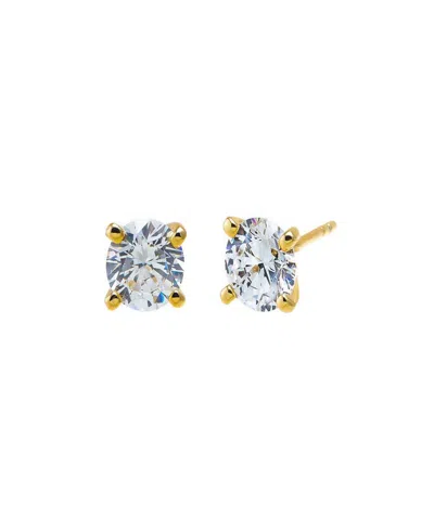 By Adina Eden Cubic Zirconia Gold Plated Solitaire Four Prong Stud Earrings In Gold
