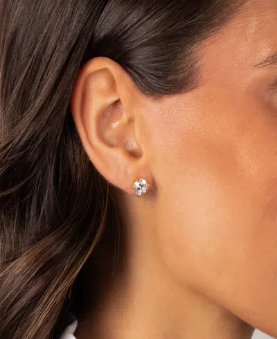 By Adina Eden Cubic Zirconia Gold Plated Solitaire Four Prong Stud Earrings In Gold