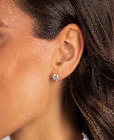 By Adina Eden Cubic Zirconia Gold Plated Solitaire Four Prong Stud Earrings In Gold