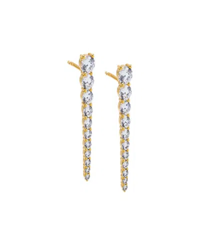 By Adina Eden Graduated Gold Plated Tennis Drop Stud Earrings In Gold