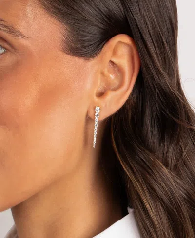 By Adina Eden Graduated Gold Plated Tennis Drop Stud Earrings In Gold