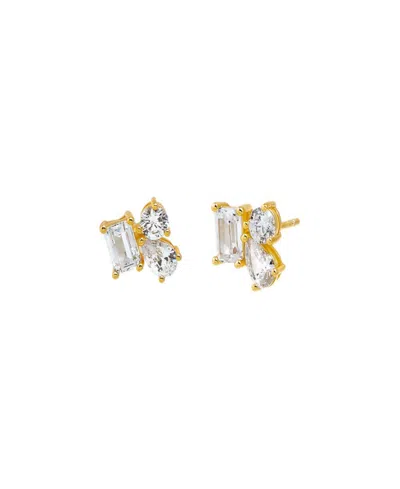 By Adina Eden Cubic Zirconia Gold Plated Multi Shape Cluster Stud Earrings In Gold
