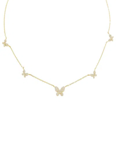 By Adina Eden Gold Plated Pave 5 Butterfly Necklace In Gold