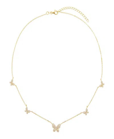 By Adina Eden Gold Plated Pave 5 Butterfly Necklace In Gold
